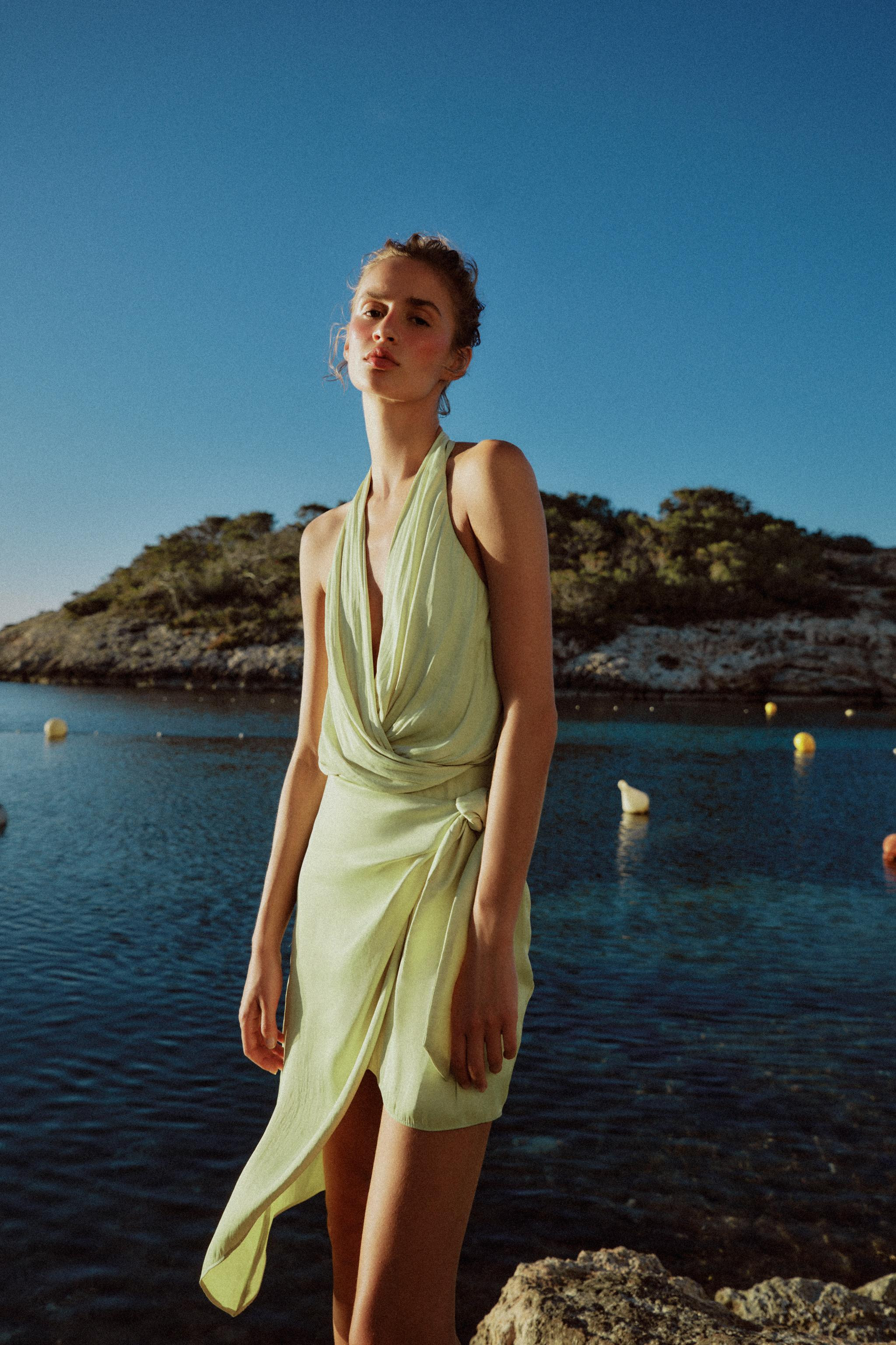 ASYMMETRIC SATIN DRESS WITH KNOT | Zara UK