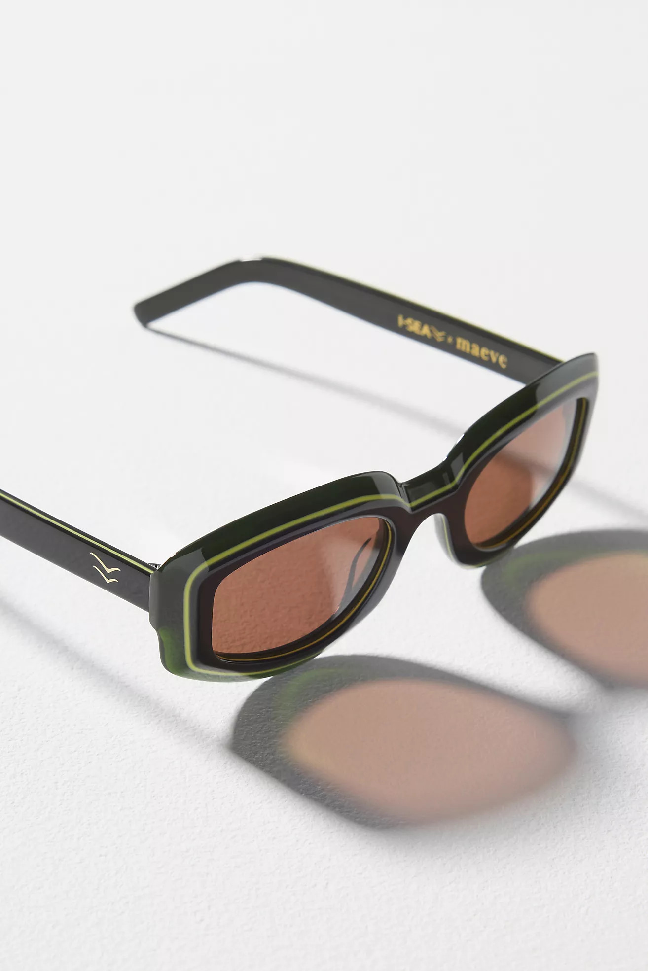 Maeve Curved Rectangular Colorblock Polarized Sunglasses | Anthropologie (US)