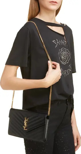 Saint Laurent Large Monogram Quilted Leather Wallet on a Chain | Nordstrom | Nordstrom