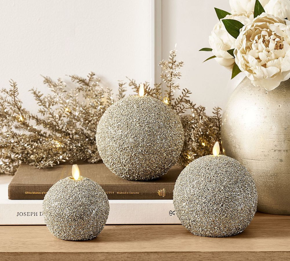 Premium Flickering Flameless Glitter Ornament Candle | Pottery Barn (US)