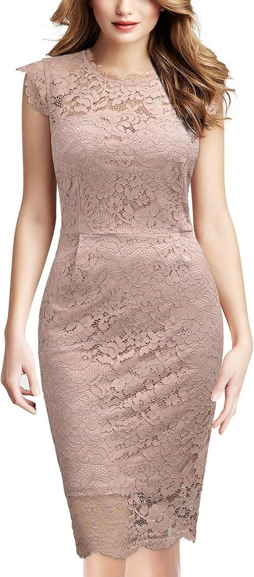 Miusol Women's Retro Floral Lace Slim Evening Cocktail Mini Dress | Amazon (US)
