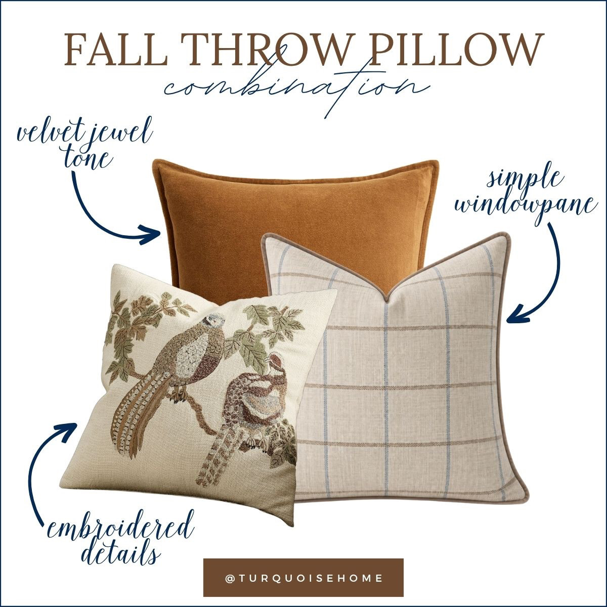 A little fall color, a little pattern, and one pillow that makes the whole mix feel special. 🍂 I paired warm velvet with a soft windowpane plaid and an embroidered bird pillow for a cozy, collected look. The plaid and velvet could easily stay out after fall, too! 

 #LTKSeasonal #LTKHome