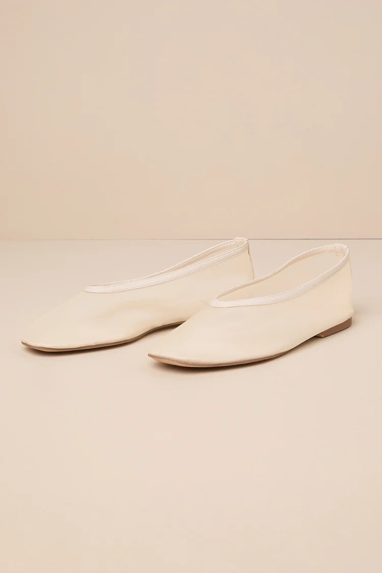 Aldan Beige Sheer Mesh Ballet Flats | Lulus