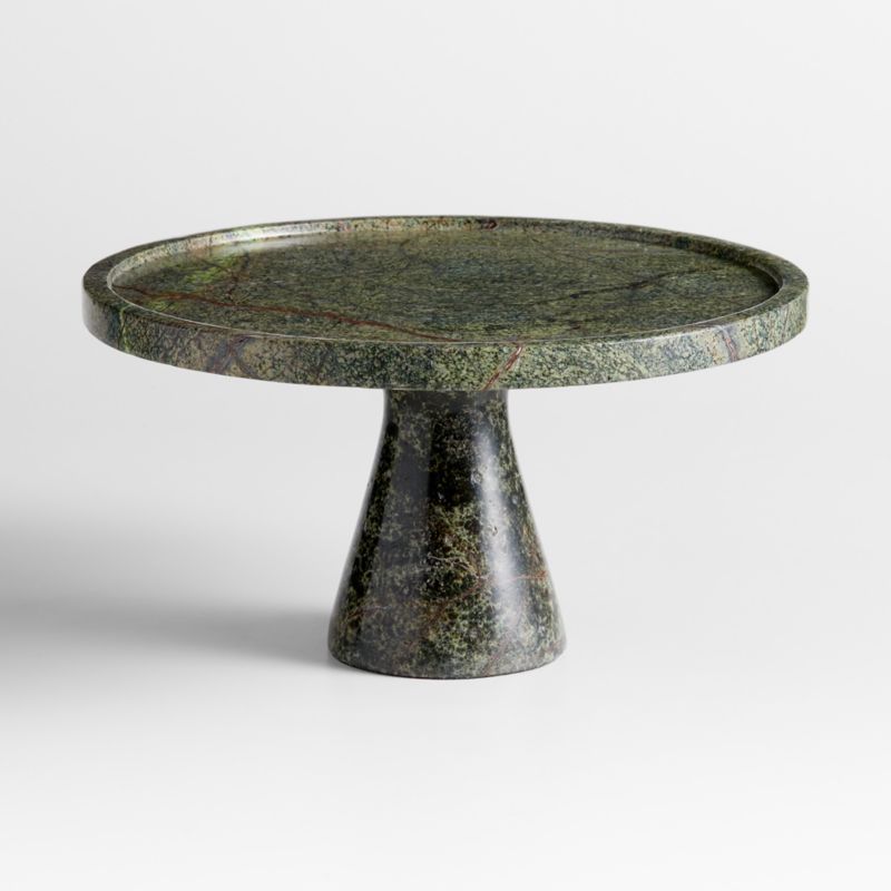 Green Moss Marble Pedestal Cake Stand by Laura Kim + Reviews | Crate & Barrel | Crate & Barrel