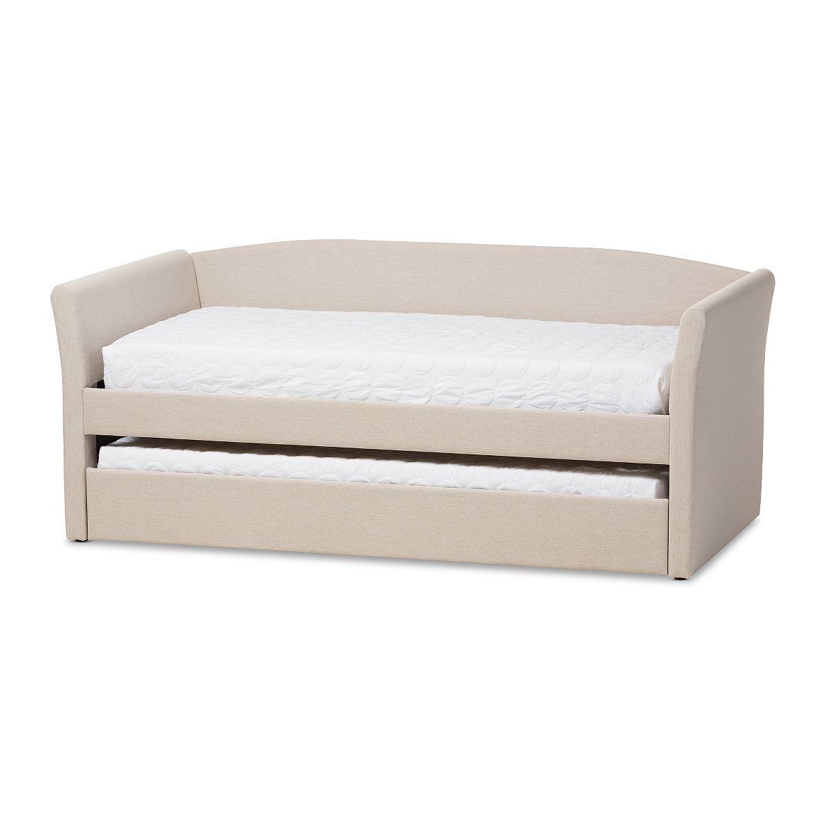 Twin Camino Modern and Contemporary Fabric Upholstered Daybed with Guest Trundle Bed Beige - Baxt... | Target
