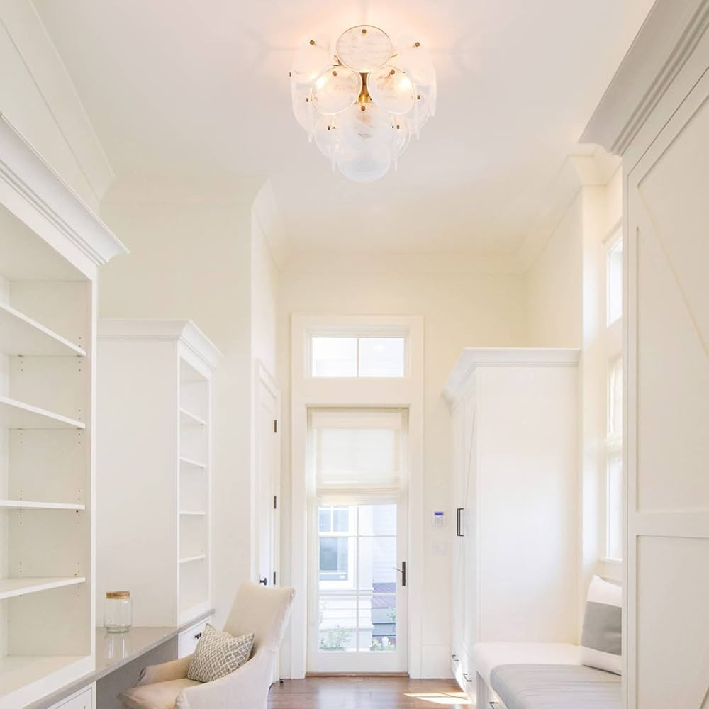 VANZARLA Modern Flush Mount Glass Ceiling Light, Gold Ceiling Lights Vintage Chandelier, 4-Light ... | Amazon (US)