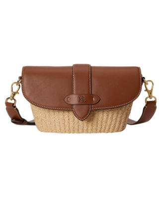 Small Lynden Straw-Leather Shoulder Bag | Macy's