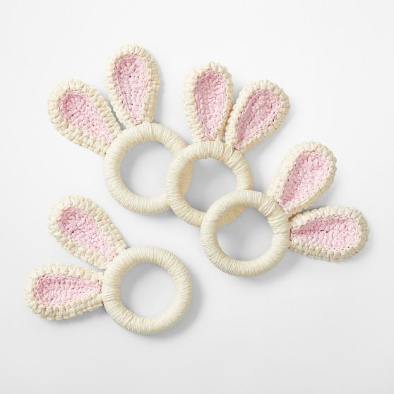 Raffia Bunny Napkin Rings, Set of 4 | Mark and Graham