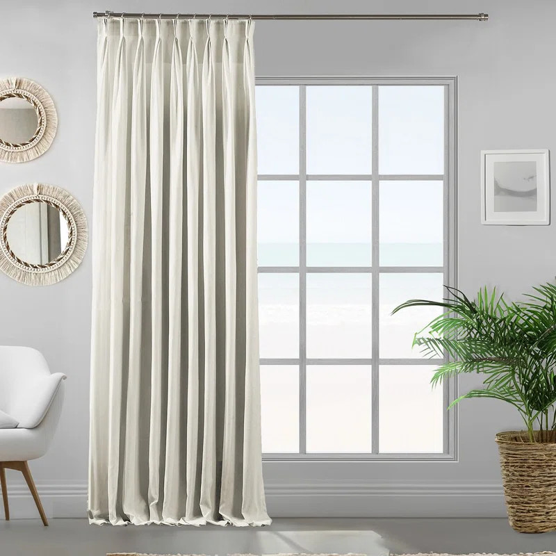 Double Pinch Pleat Extra Long & Extra Width Decorative Single Curtain Panel | Wayfair North America