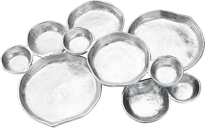 Cluster of 10 Round Serving Bowls Silver Clusters Decorative Elegant Snack Tray for Olives, Chip ... | Amazon (US)