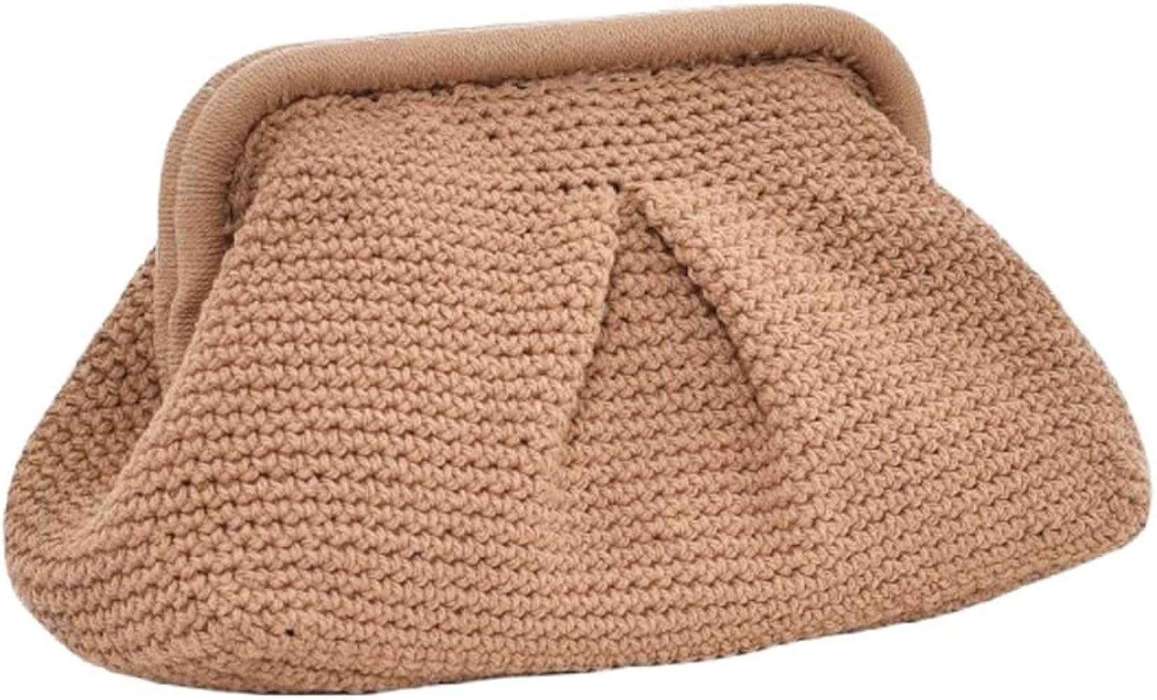 Summer Beach Clutch Purses for Women Woven Crochet Handbags Dumpling Clutch Ruched Cloud Purse Ca... | Amazon (US)