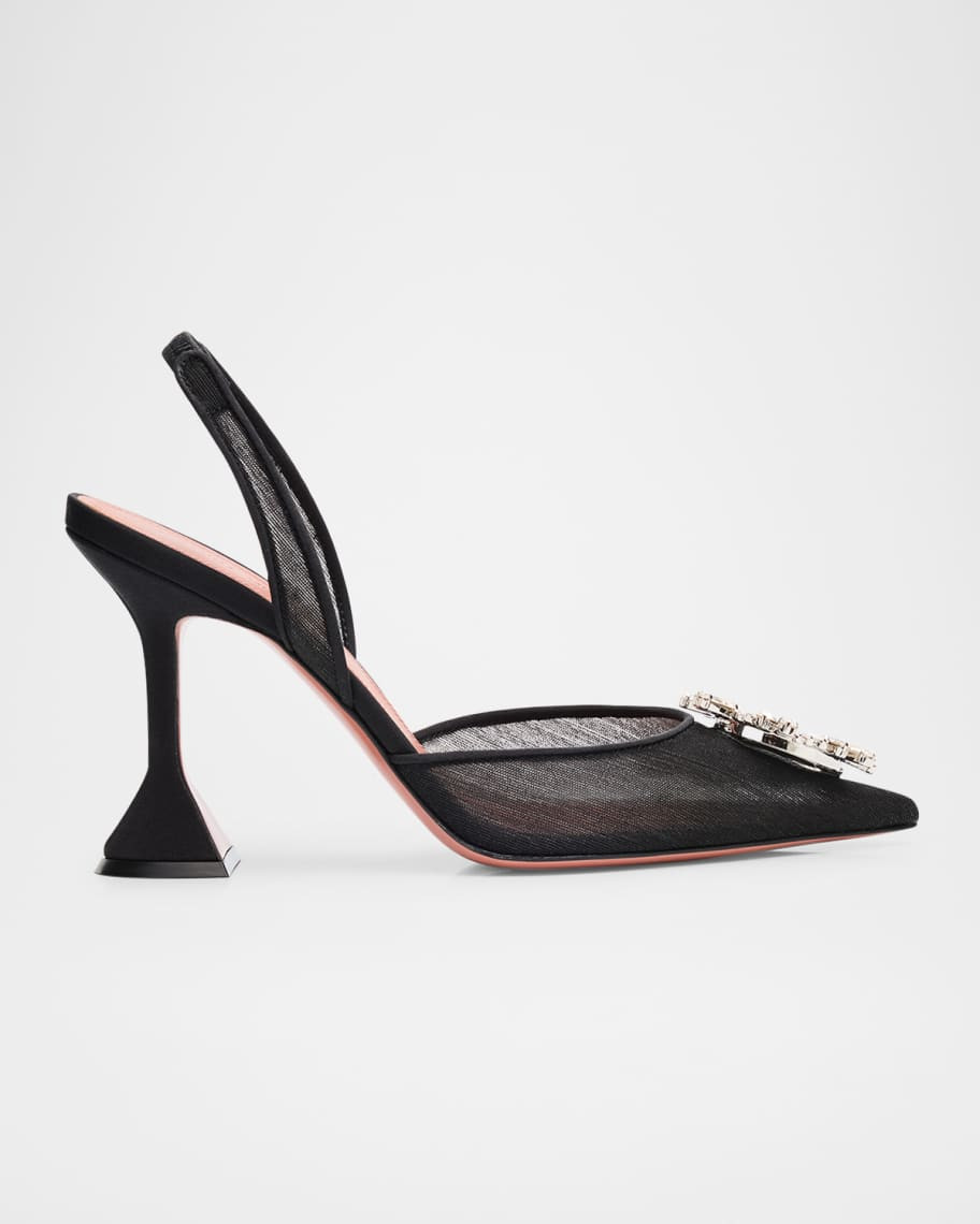 Amina Muaddi Begum Mesh Ornament Slingback Pumps | Neiman Marcus