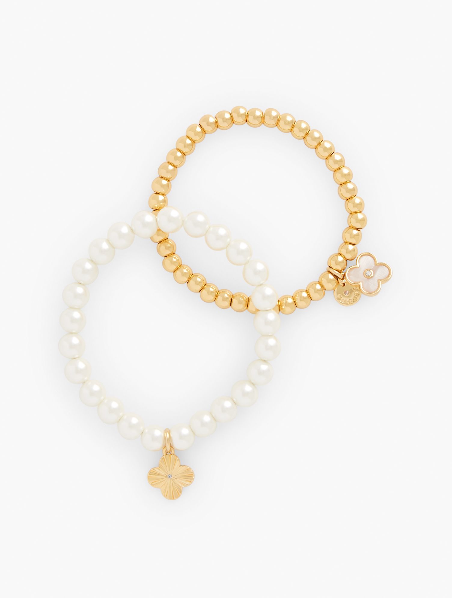 Quatrefoil Stretch Bracelet Set - Ivory Pearl/Gold - 001 Talbots | Talbots