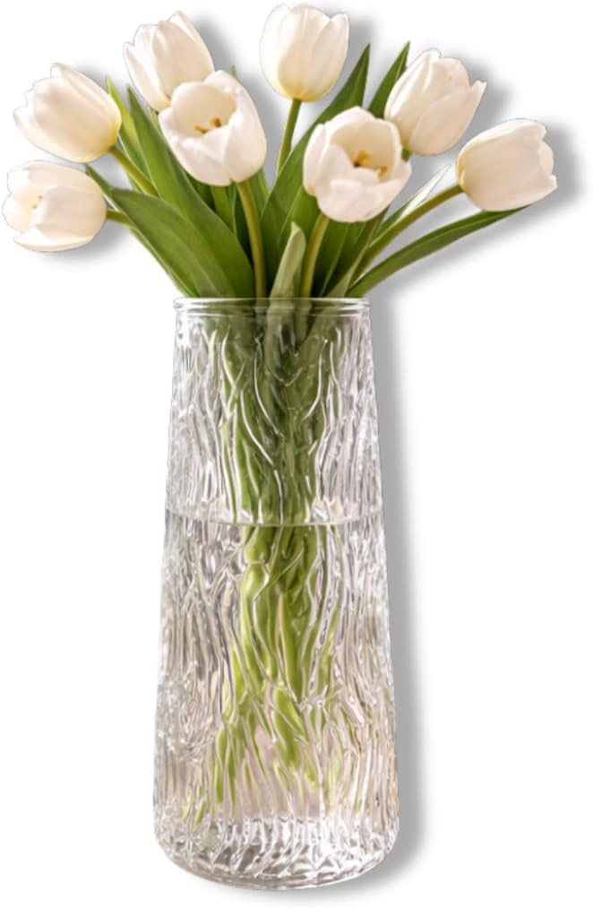 Vaso Decorativo de Vidro 20cm Transparente com Design em Relevo Moderno Elegante para Flores Mesa... | Amazon (BR)