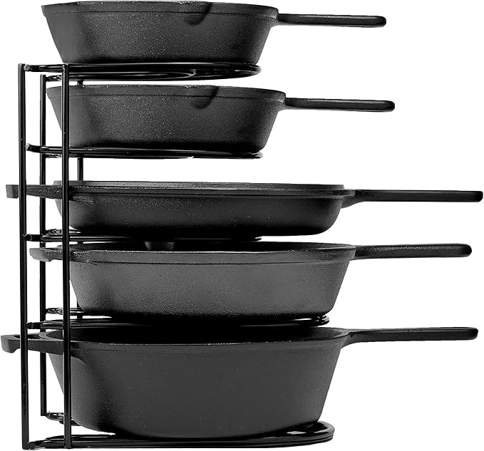 Heavy Duty Pan Organizer, 5 Tier Rack - Holds up to 50 LB - Holds Cast Iron Skillets, Griddles an... | Amazon (US)