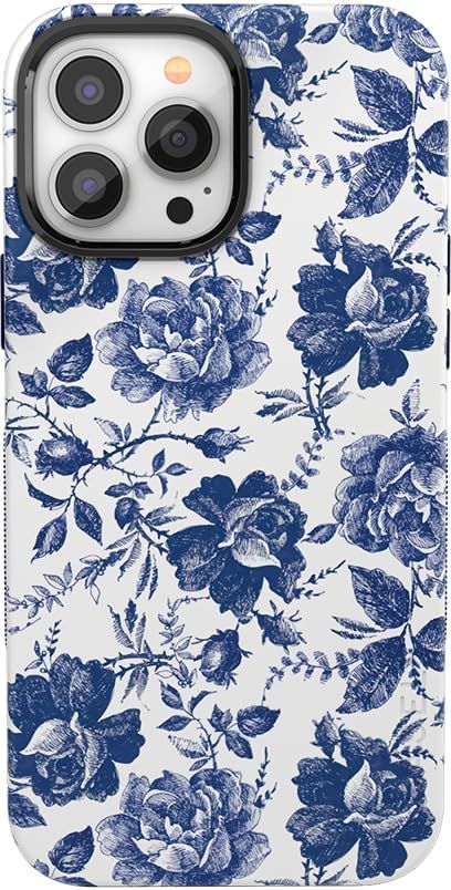 Casely iPhone 13 Pro Max Floral Case | Compatible with MagSafe | Rose to Fame | Blue & White Rose... | Amazon (US)