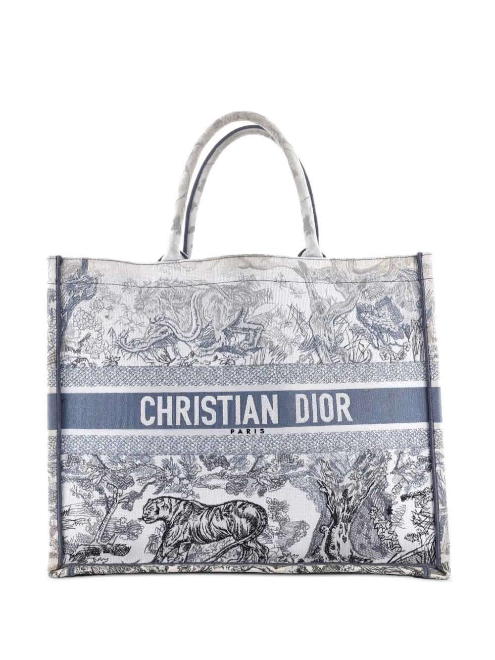 Christian Dior Pre-Owned Book Embroidered Canvas Large tote bag - White | Farfetch Global