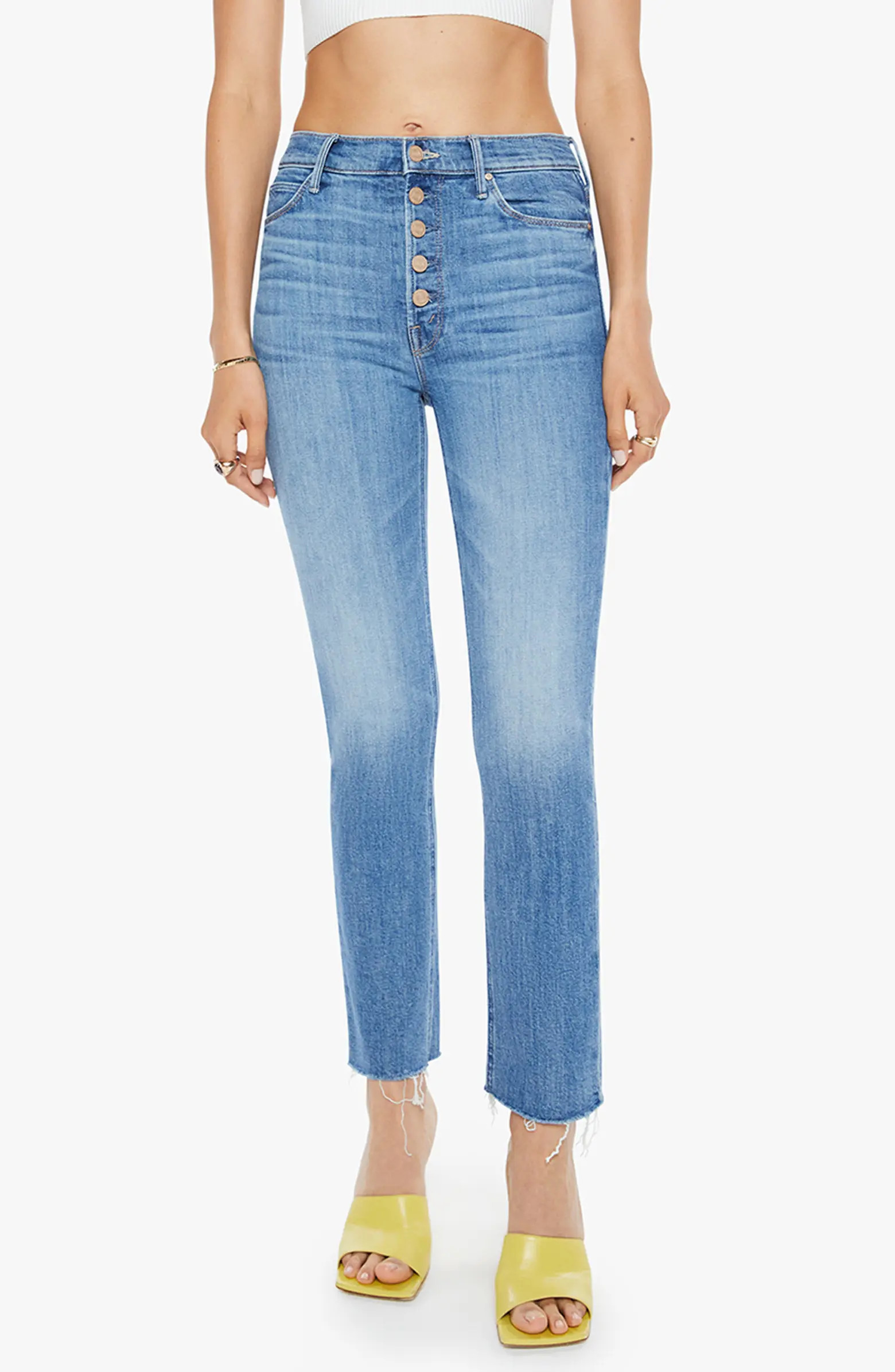 MOTHER The Pixie Dazzler Fray Hem Ankle Jeans | Nordstrom | Nordstrom