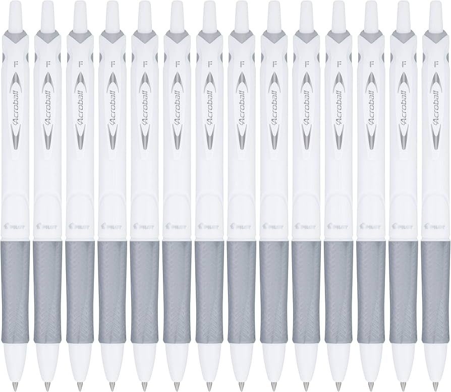 PILOT Acroball PureWhite Advanced Ink Refillable & Retractable Ball Point Pens with Silver Accents,  | Amazon (US)