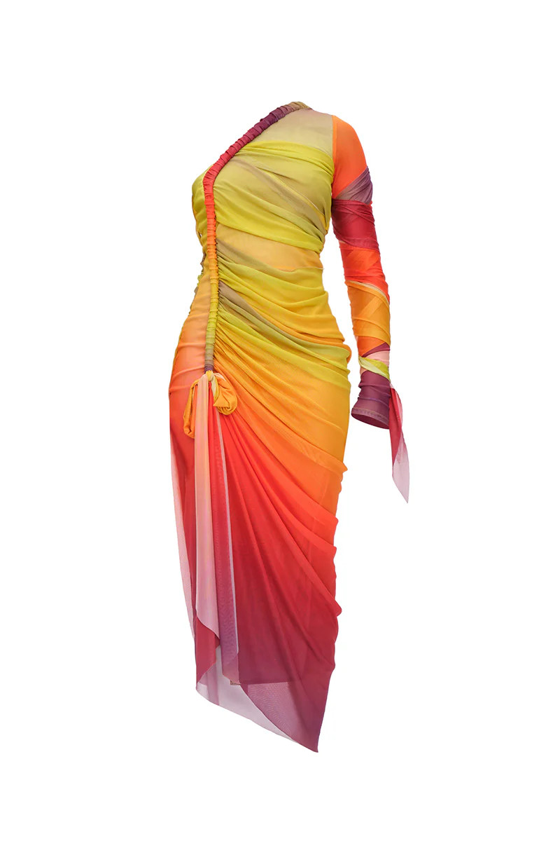 TURI MESH DRESS IN MULTIPRINT | Andrea Iyamah | CULT MIA | CULT MIA UK LTD