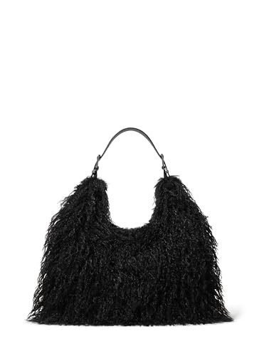 Michael Kors Nolita Large Hobo Shoulder, Dark Gunmetal-Tone Hardware/Faux Wavy Shearling/Black | Amazon (US)