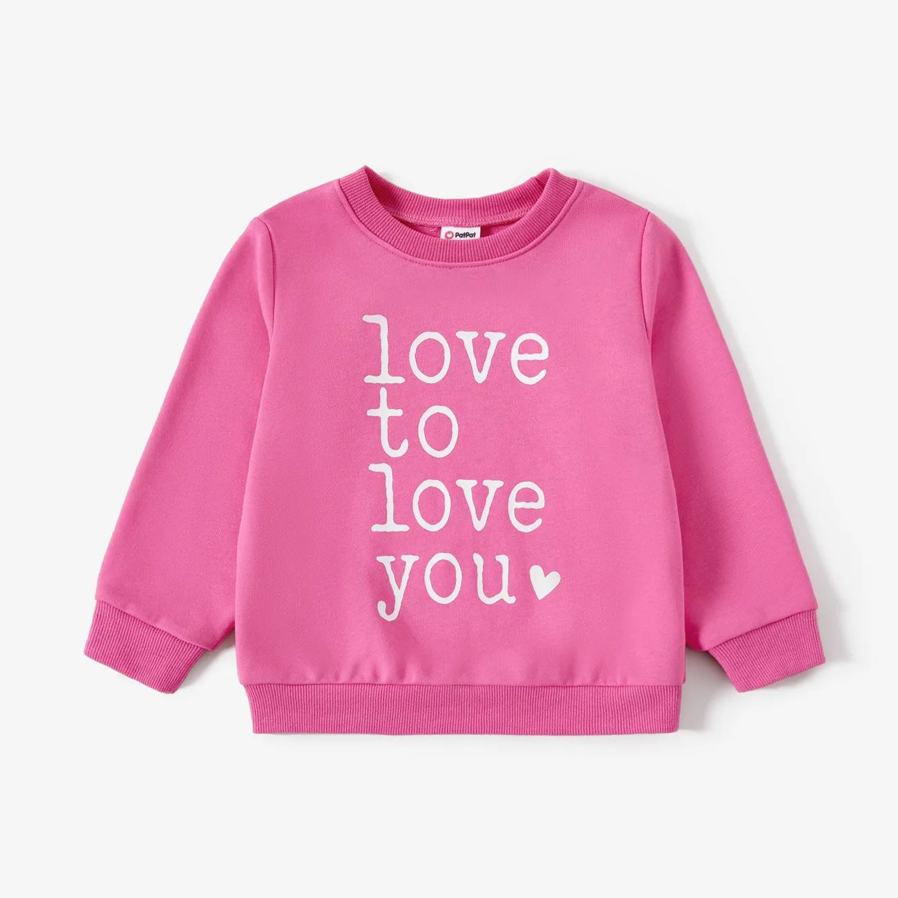 Valentine's Day Mommy and Me Pink Cotton Letters Print Long-sleeve Tops Only $7.64 PatPat US | PatPat