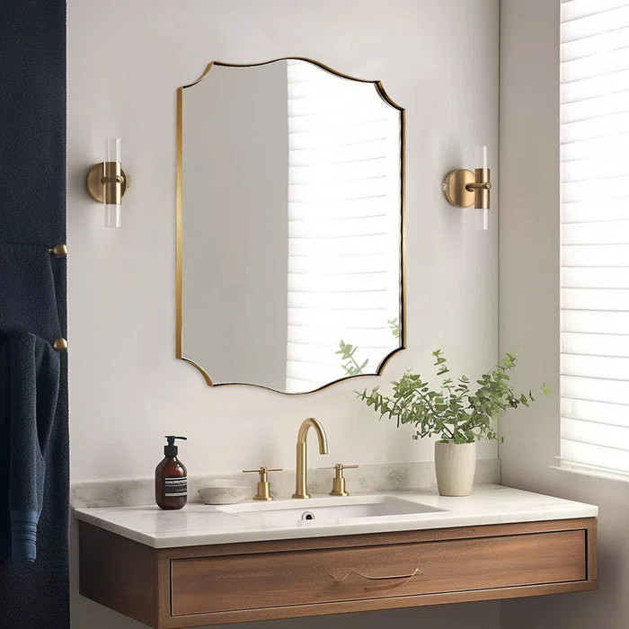 Traditional Scalloped Rectangle Irregular Wall Mirrors | Decorative Metal Frame | Wayfair North America