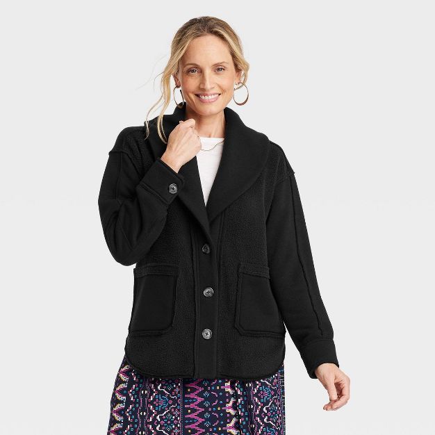 Women's French Terry Shawl Collar Jacket - Knox Rose™ | Target