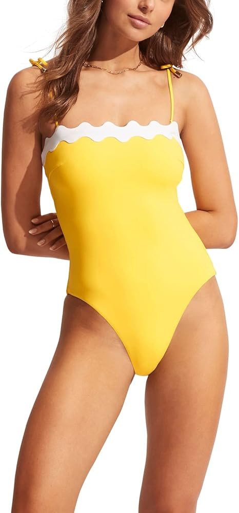Seafolly Women's Standard Bandeau One Piece Swimsuit with High Cut Leg | Amazon (US)