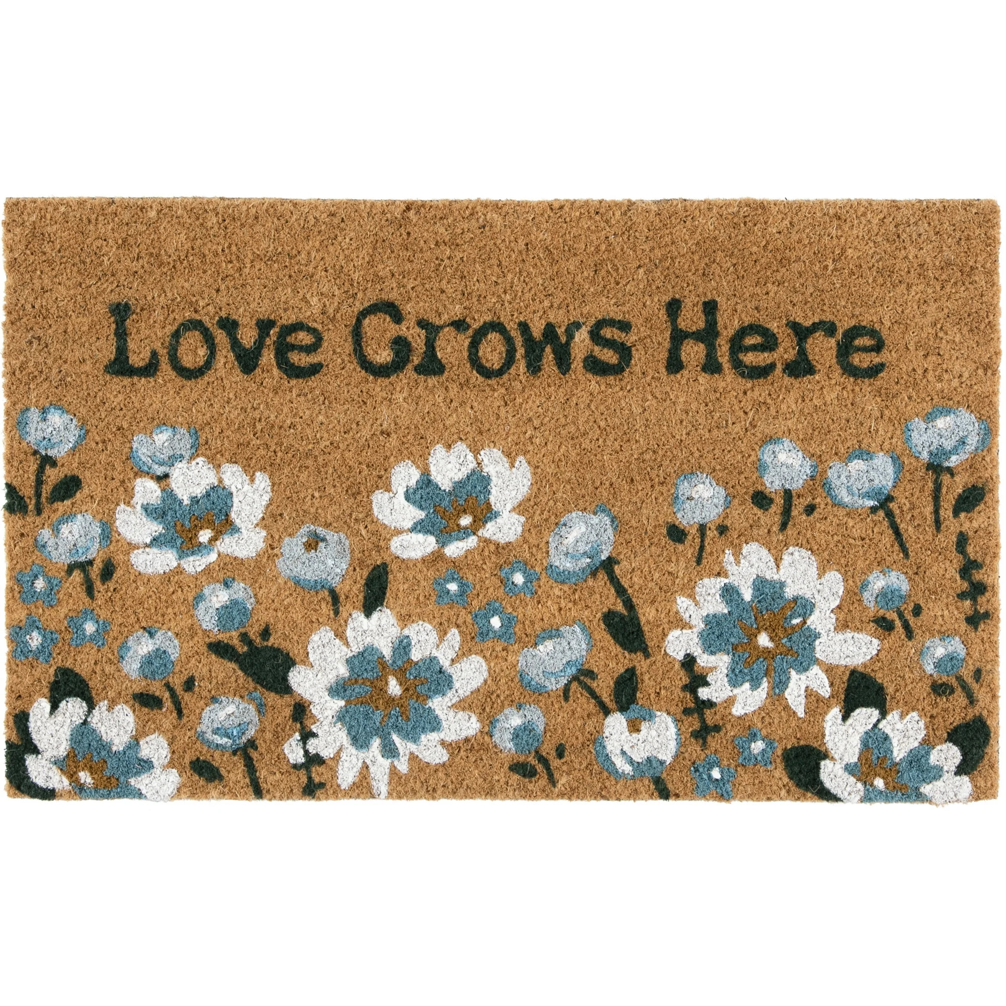Home Decor Collection Blue Floral Loves Grows Here Outdoor Doormat, 18"x30" | Walmart (US)