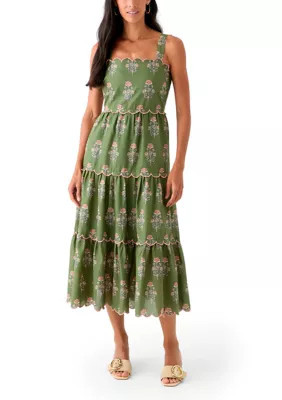 Crown & Ivy Women's Sleeveless Scallop Printed Midi Dress | Belk