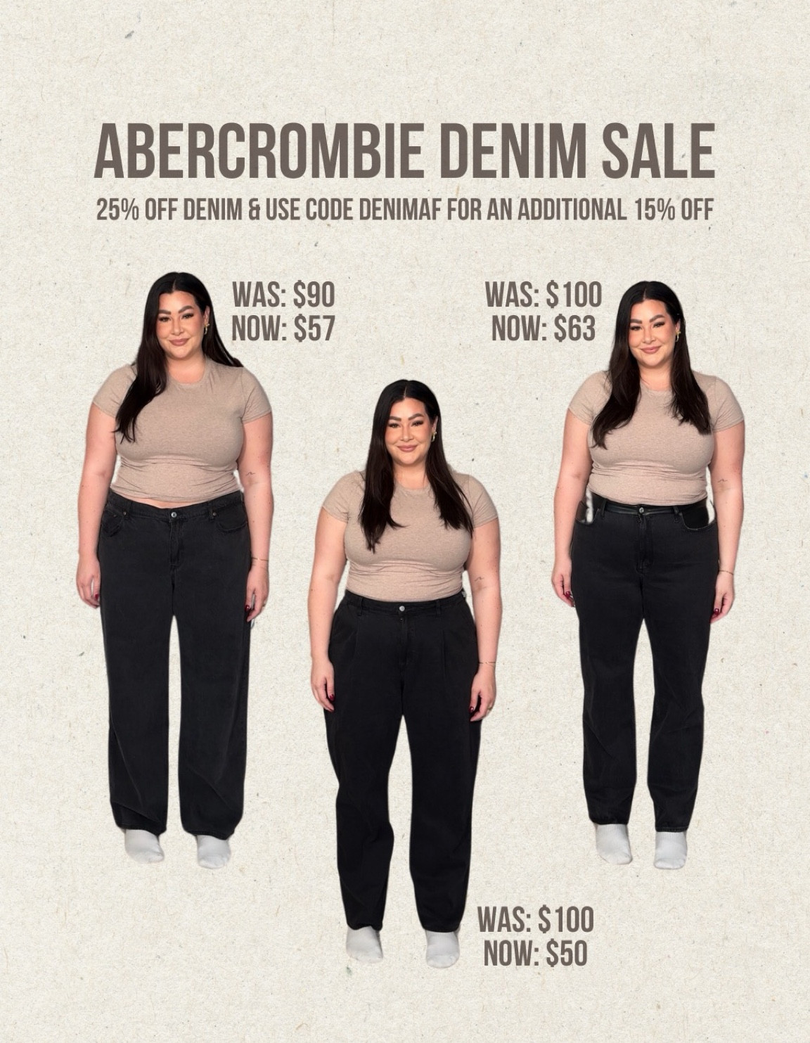 Abercrombie denim sale!!! Use code DENIMAF for an additional 15% off your order!🤭🫶🏼👖

Abercrombie denim. Curve love. 90s straight denim. 90s relaxed denim. Low rise baggy denim. Curve love loose denim. Midsize fashion.  

#LTKmidsize #LTKstyletip #LTKsalealert
