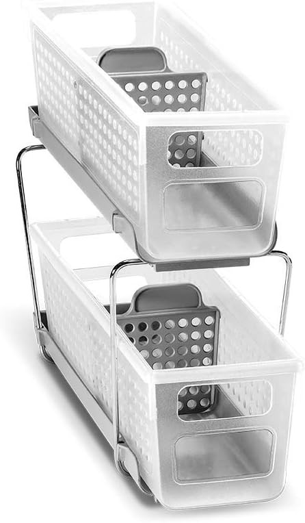 madesmart 2-Tier Organizer Bath Collection Slide-out Baskets with Handles, Space Saving, Multi-pu... | Amazon (US)