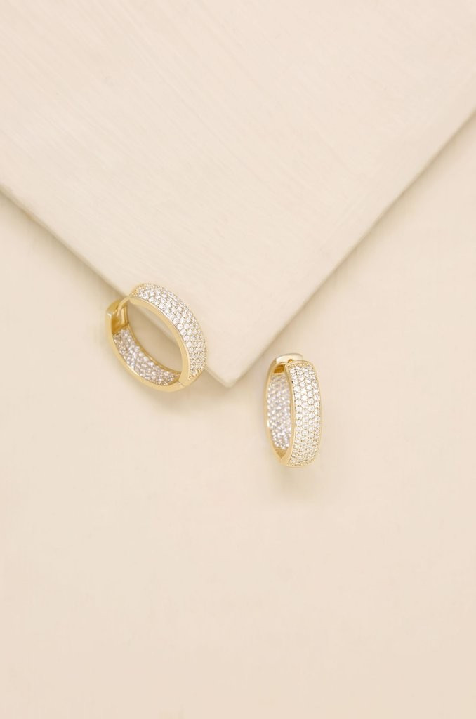 Crystal Sparkle Mini Hoop 18k Gold Plated Earrings | Ettika