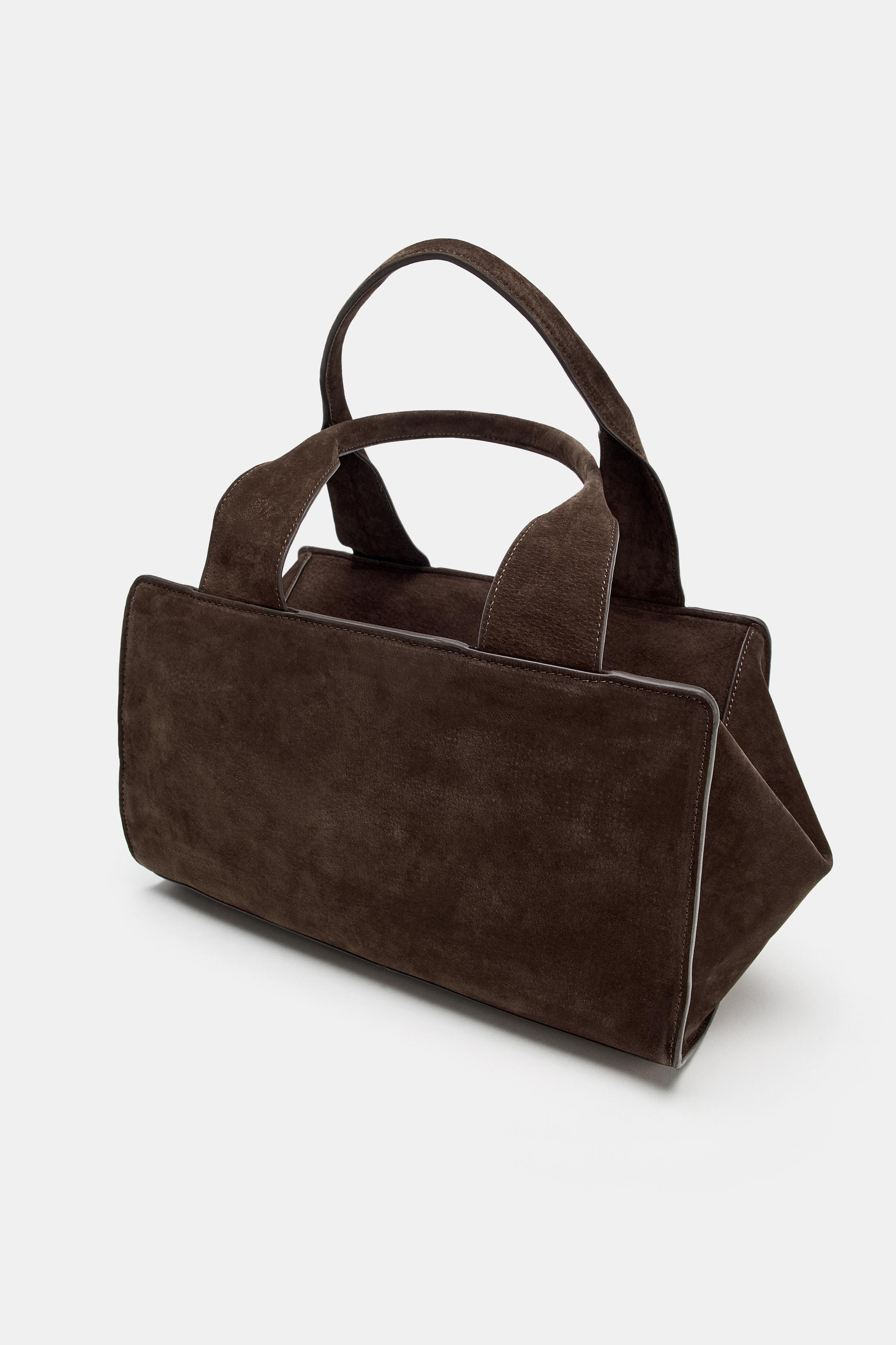 DOUBLE HANDLE SPLIT SUEDE LEATHER BAG | Zara UK