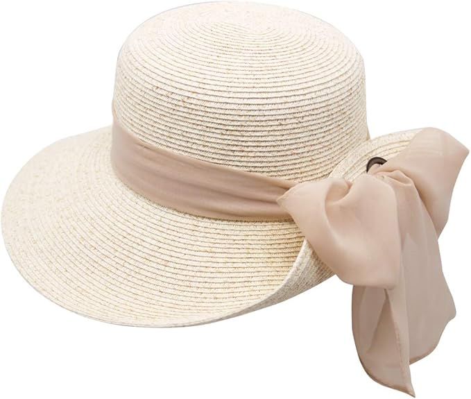 MORSTYLE Women Wide Brim Sun Protection Hat Straw Summer Beach Floppy Hat Foldable Adjustable UPF... | Amazon (US)