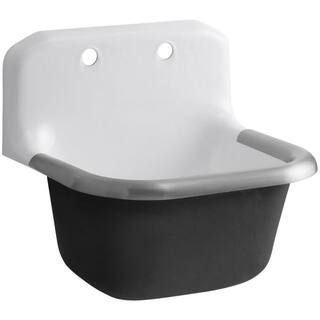 Bannon Wall Mount 24 in. Cast Iron Service, Utility, Laundry Sink in White | The Home Depot