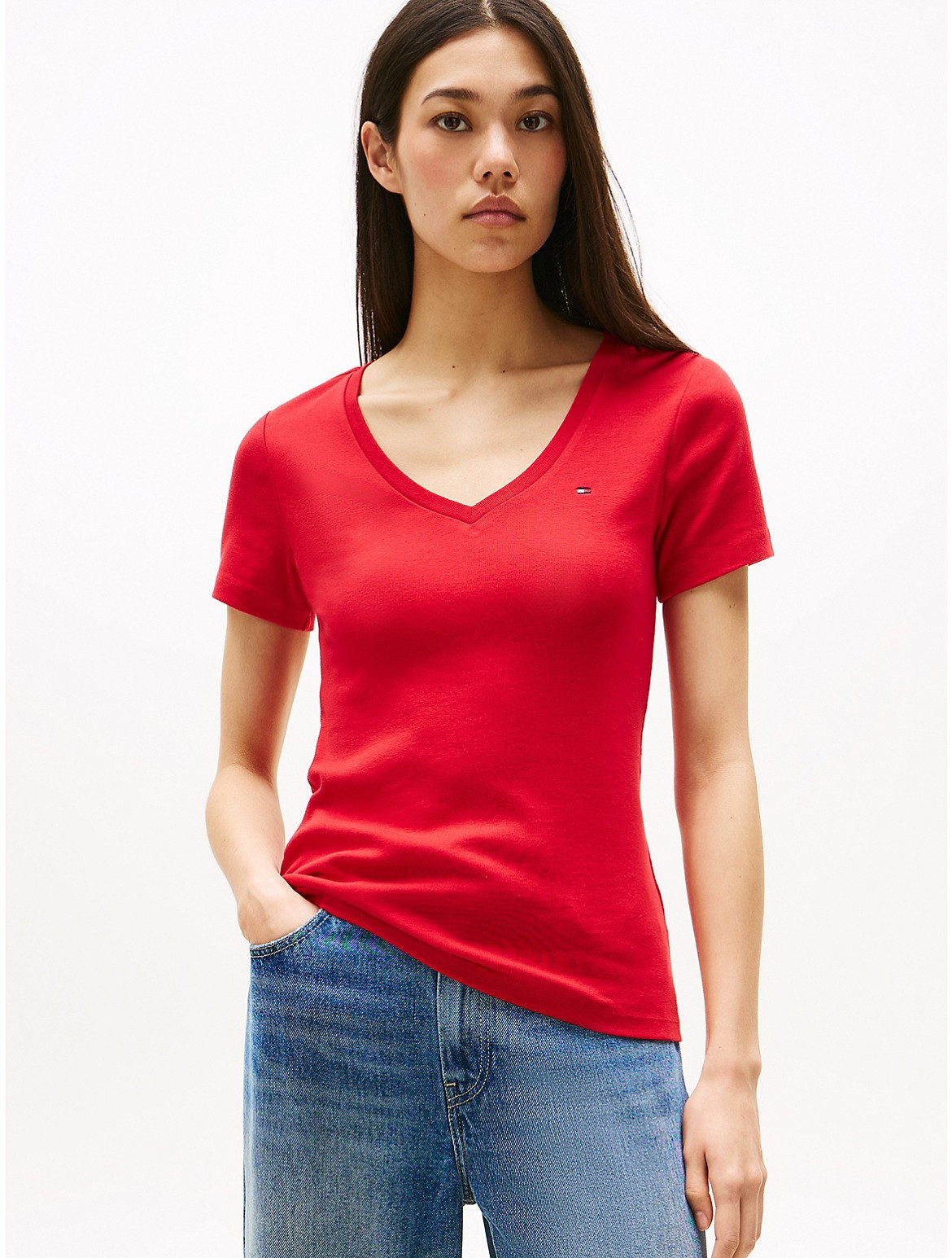 Tommy Hilfiger Women's V-Neck Favorite T-Shirt - Red - XL | Tommy Hilfiger (US)