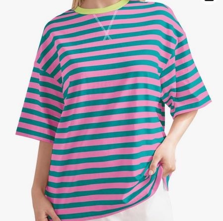 Oversized striped tshirt #amazonfashion #amazonfind #freepeopledupe #stripedtee #springstyle 

#LTKstyletip #LTKSeasonal #LTKmidsize