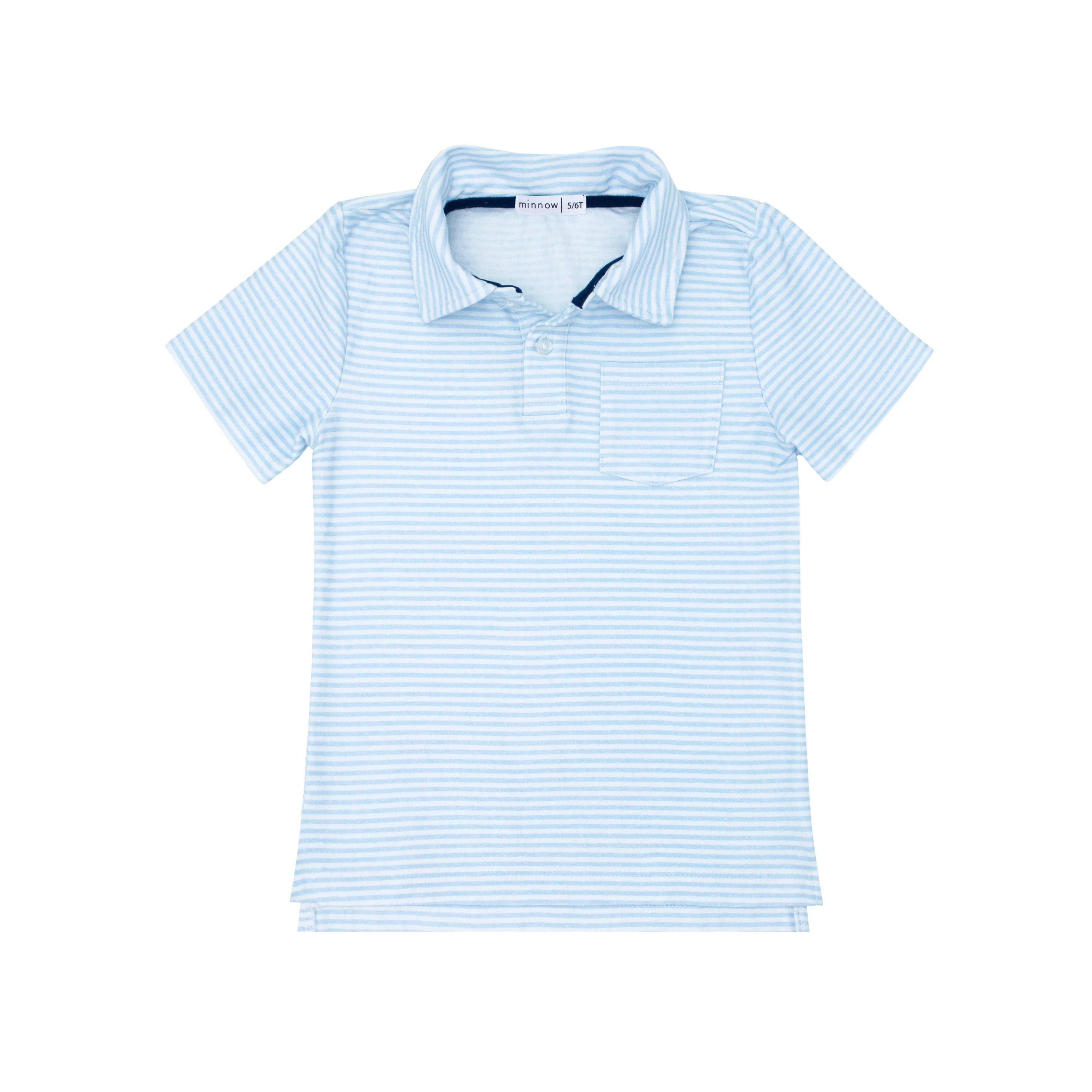 boys powder blue stripe cotton polo | minnow