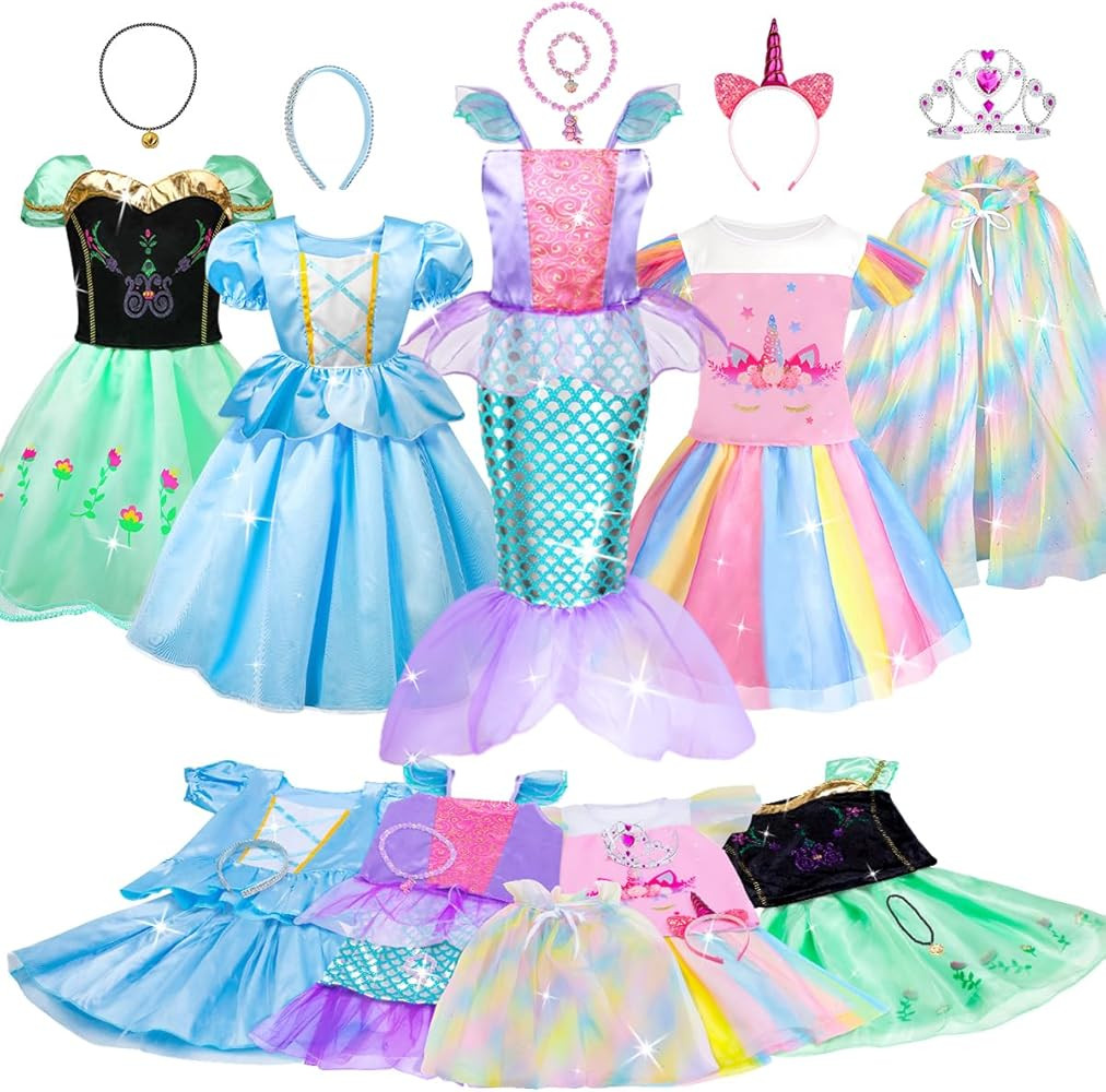 Meland Princess Dress Up for Girls, Kids Dress up Clothes for Girls 3-8, Mermaid Princess Costume... | Amazon (CA)