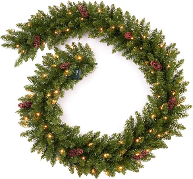 AMERZEST 9 FT Christmas Garland Pre-lit 70 LED Lights Holiday Artificial Decor for Stairs Mantle ... | Amazon (US)
