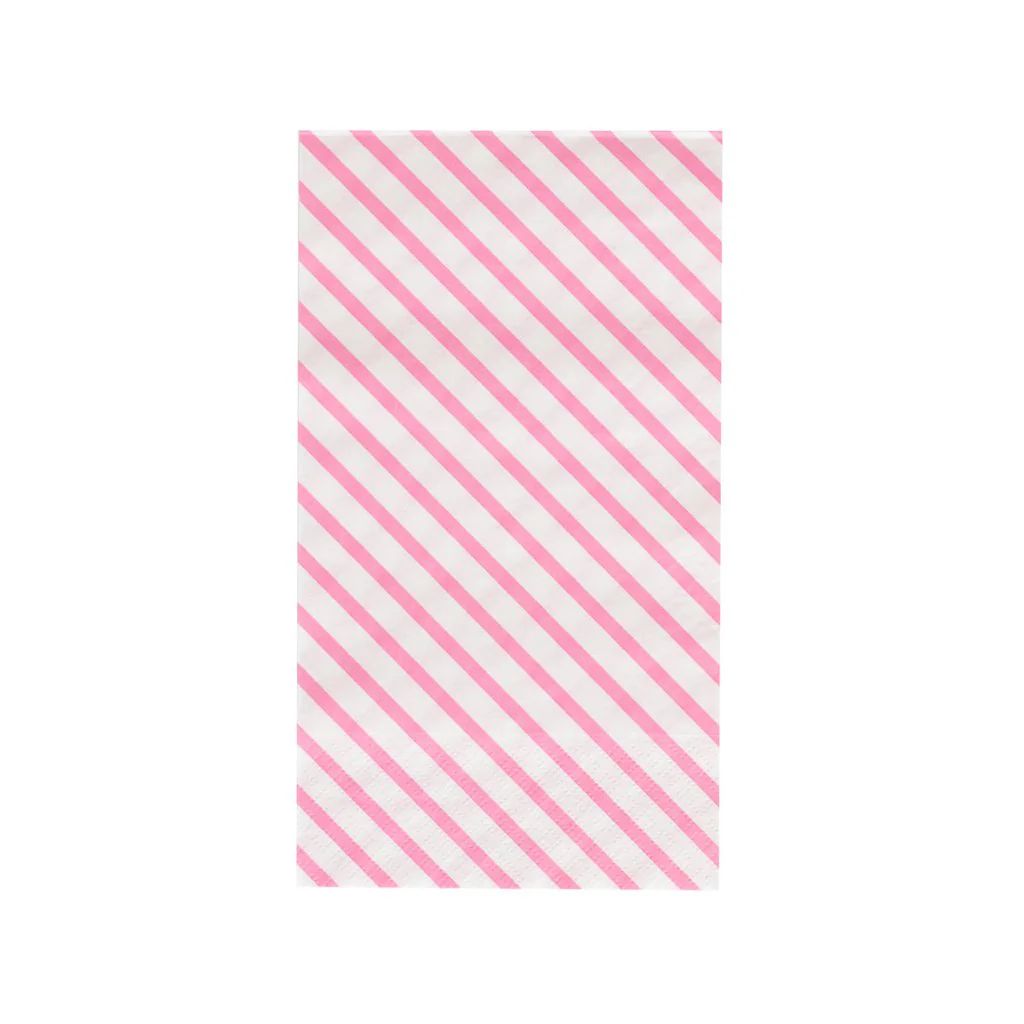 Neon Rose Pink Stripes Dinner Paper Napkins | Ellie and Piper