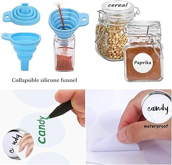 SPANLA Spice Jars, 12 Pack 4oz Small Glass Jars with Airtight Hinged Lid, With 12 Spice Labels & ... | Amazon (US)