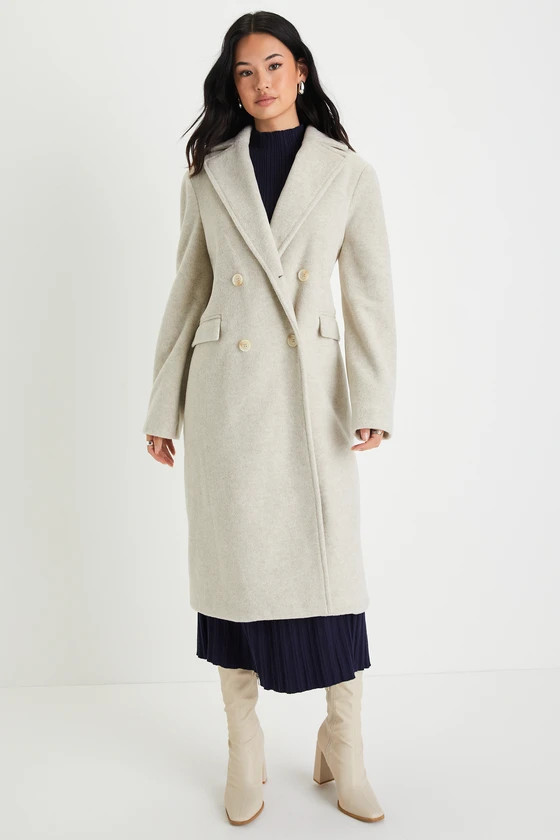 Brisk Elegance Light Beige Double-Breasted Coat | Lulus (US)
