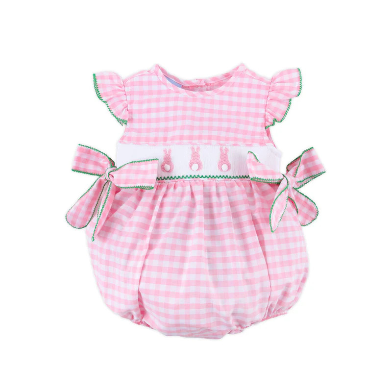 Peeps Smokced Pink Check Side Tie Bubble | Classic Whimsy