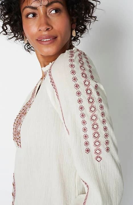 Embroidered & Beaded Peasant Top | J. Jill