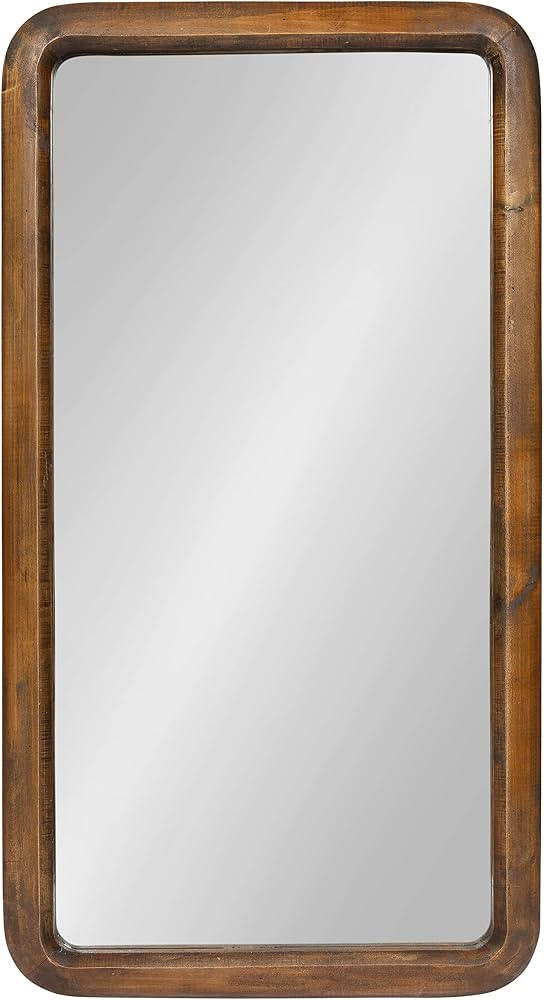 Kate and Laurel Pao Modern Rounded Rectangular Wall Mirror, 17 x 32, Walnut, Decorative Mid-Centu... | Amazon (US)