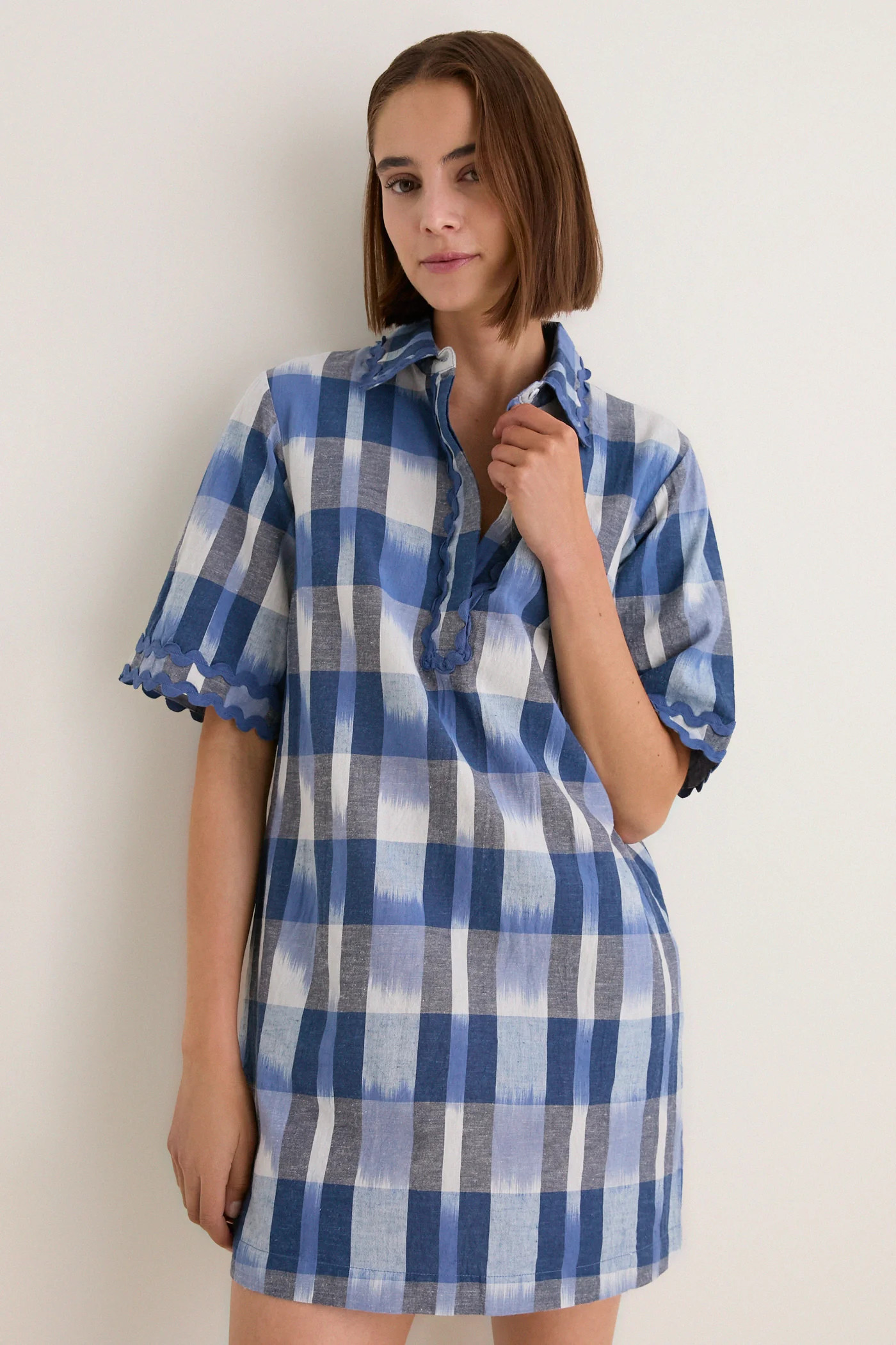 Beckett Navy Collared Mini Shirt Dress | Tuckernuck (US)
