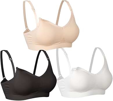 Lemef Nursing Bras Maternity Bras for Breastfeeding Seamless Everyday Sleep Bras 3 Pack | Amazon (CA)